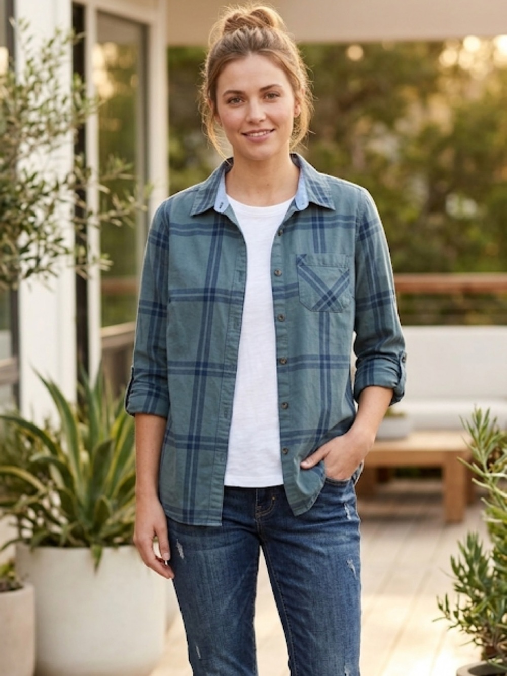 Carhartt Olive Green Plaid Shirt Collar with Tag